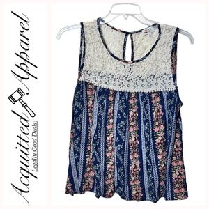 Cherry On Top Women's Lace Floral Tank Style Top 2X